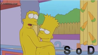 Мардж Симпсон помогает Барту снять напряжение в мяче