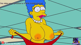 Развратная Мардж Симспсон демонстрирует свои огромные титьки