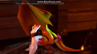 Парень, привязанный к стулу, ебется с самкой Чиризарда из Pokemon